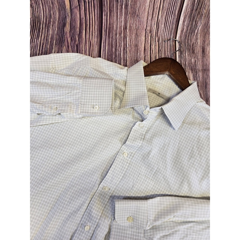 Ermenegildo‎ Zegna long Sleeve Shirt Mens 17-45 3/4 Gray Check Plaid Button Up